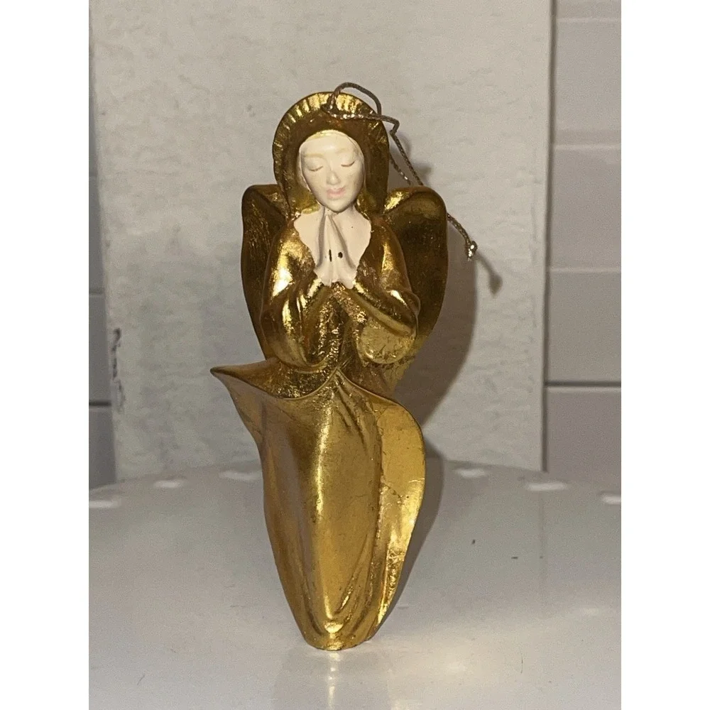 Vintage 90's Hallmark Gold Color Praying Angel‎ Ornament